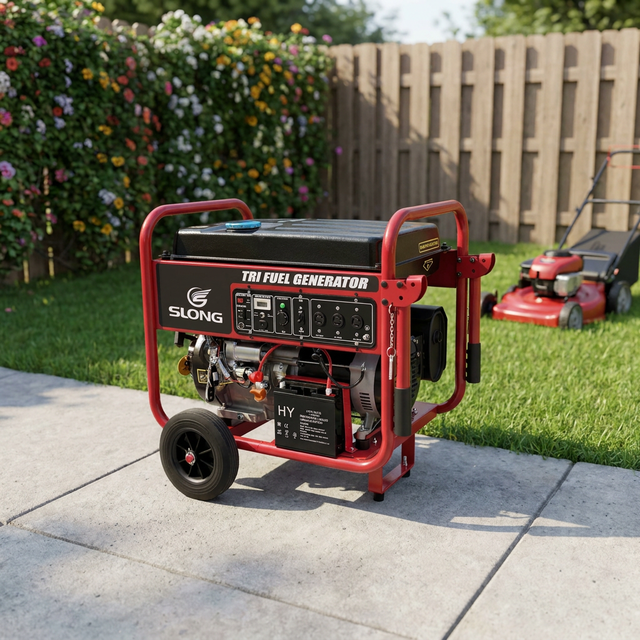 Ready to Ship  Gasoline Natural Gas LPG Tri Fuel Generator 9000W  Portable with Wheels and Handle Air Cooled for Home Backup