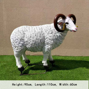 Tùy Chỉnh Lớn Cuộc Sống Kích Thước Sợi Thủy Tinh Cừu Bức Tượng Thực Tế Mô Phỏng Động Vật Điêu Khắc Cho Công Viên Vườn Trang Trí - Product Image 1