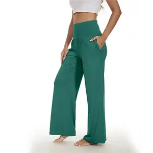 Women's Custom Pajama Pants -Viscose Made From Bamboo Wide Leg Casual Pants Soft Stretch Yoga Sweats Pants With Pockets