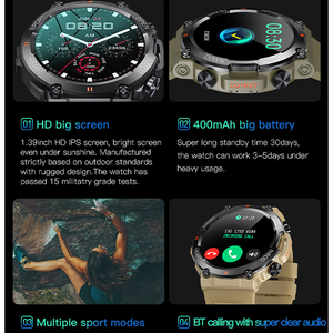 Reloj Deportivo para Hombre K56pro IP68 Resistente al Agua, Baterí<span class=keywords><strong>a</strong></span> Grande de 400 mAh, Reloj Inteligente <span class=keywords><strong>Da</strong></span> Fit con Respuesta de Llamadas 2023 - Product Image 4