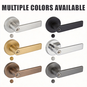 Tianyi Brushed Stainless Steel Door Handle Lever <b>Lock</b> Round Rosette <b>Keyed</b> Entry Modern Interior Bedroom Hardware Lockset - Product Image 2