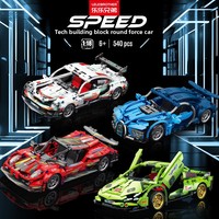 Juguete Educativo de Plástico ABS de Alta Calidad, Bloques de Construcción de Coche Deportivo Green Bull, Modelo de Coche de Carreras para Armar, Regalos DIY