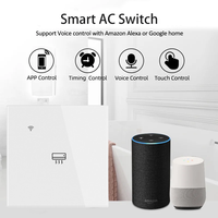 Interruptor Inteligente de CA de 40A de Alta Potencia para Aire Acondicionado, Compatible con Apple HomeKit, Control Remoto por Aplicación, Panel Táctil, IP20, Panel de Vidrio, Interruptores de Pared