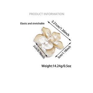 Cao cấp phụ nữ thanh lịch hoa trà hoa men nhẫn cổ điển đàn hồi dây có thể điều chỉnh chunky nhẫn - Product Image 6