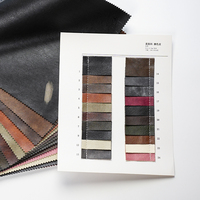 Rouleau de tissu en cuir PU rétro bicolore, brossé, à tombé doux, gaufré, imperméable, effet délavé, avec support tissé, pour vêtements, robes et jupes