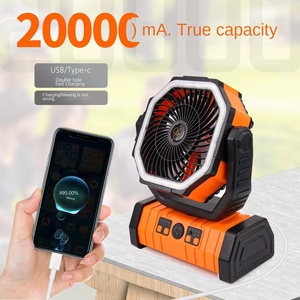 <span class=keywords><strong>Ventilateur</strong></span> de camping extérieur pour la maison <span class=keywords><strong>avec</strong></span> lumière LED, silencieux, 3 vitesses, rechargeable via batterie externe et double crochet - F6 - Product Image 3