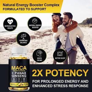 OEM ODM Softgels de soutien de la vitalité Racine de maca noire Panax Ginseng Energy Boost pour hommes Supplément de santé sûr