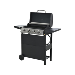 Parrilla de gas butano negra de 4 quemadores con dispositivo de seguridad contra llamas para exteriores, ideal para barbacoas y fiestas. - Product Image 1