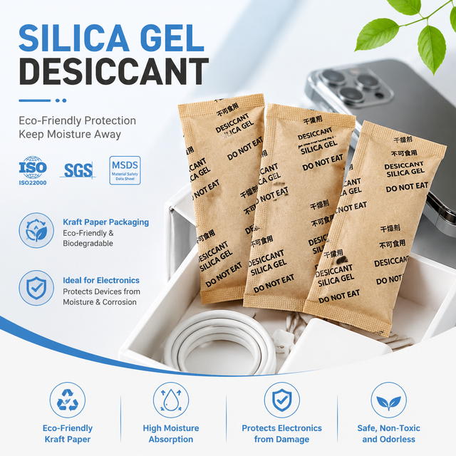8g Eco-friendly Breathable Kraft Paper Industrial Silica Gel Desiccant Sachet for PCB and Electronics Packaging Paper Chemicals