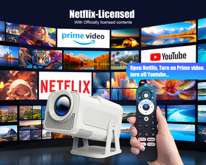 <span class=keywords><strong>Projecteur</strong></span> 1080P 390 ANSI lumens HY320 avec télécommande vocale NTV, correction automatique de la distorsion trapézoïdale, WiFi 6, BT5.2, mise au point manuelle, pour cinéma maison - Product Image 1