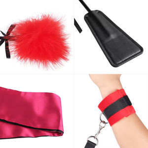 مجموعة أدوات تقييد جنسية من وايزو، مجموعة ألعاب جنسية مع أصفاد لليدين والكاحلين، مجموعة تقييد مع غطاء للعينين وأداة للدغدغة - Product Image 5