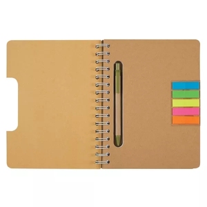 Personalizzato promozionale carta Kraft a spirale Notebook stampato con Logo Eco <span class=keywords><strong>note</strong></span> appiccicose e penna a sfera in Notebook per la promozione - Product Image 4