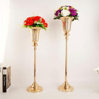 Vases à fleurs en métal doré et argenté pour centre de table de mariage, de fête, de réception et de réception