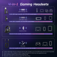 Headset Game Surround Sound 7.1 Baterai Tahan Lama Headphone Nirkabel Mode BT 6.0/ 2.4G Earphone Nirkabel dengan Lampu LED