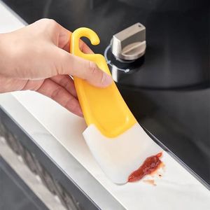 Silicone Scraper Yellow Rectangle PPTPE Material For Pot Cleaning Burnt Residue Removal - Product Image 2
