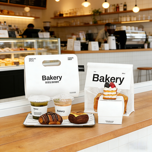 Juego de Empaque Personalizado para Panadería, Caja de Papel y Bolsa de Transporte con Logotipo para Café, Postres y Comida para Llevar, Cajas de Panadería - Product Image 4