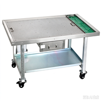 Banc de travail mobile pour révision de moteur automobile, table de réparation de moteur en acier inoxydable avec écran filtrant et plateau à outils, capacité de charge de 2400 kg