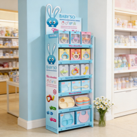 Présentoir de sol en carton personnalisé, présentoir de vente au détail multi-niveaux pour produits de sucettes pour bébés, promotion en supermarché et centre commercial