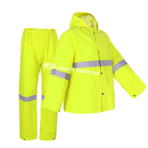 Imperméable en pvc avec logo personnalisé, manteau de pluie jaune résistant à l'eau pour adultes, ensemble de manteaux de pluie longs en polyester pour hommes - Product Image 5