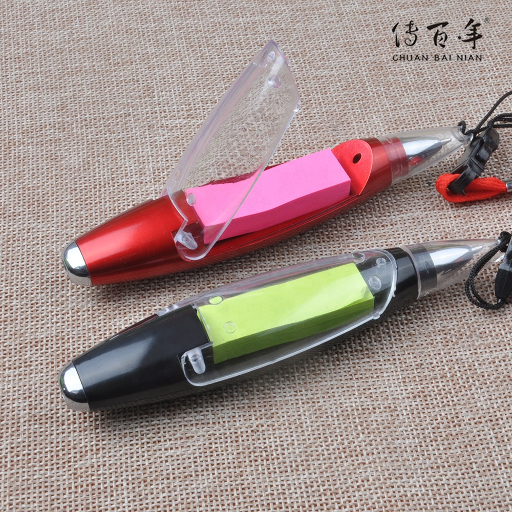 Hot selling multi function ballpoint pen with light and sticky note