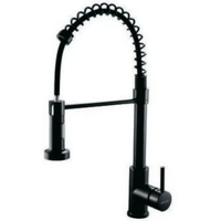 Robinet de cuisine à double poignée BoyI, design moderne, finition noire mate, montage sur plan, 1 trou, en acier inoxydable, avec cartouche céramique
