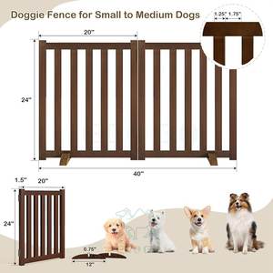 Puerta para Mascotas de Diseño Personalizado, 24 Pulgadas de Alto, Moderna, Ecológica, de Madera Sólida, Plegable, con Patas de Soporte - Product Image 2