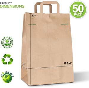 Bolsas de Papel Kraft Marrón con Asas, Bolsas Grandes de Papel <span class=keywords><strong>para</strong></span> Compras, Asas que Brindan Agarre <span class=keywords><strong>para</strong></span> Usar con Bolsas de Basura - Product Image 2