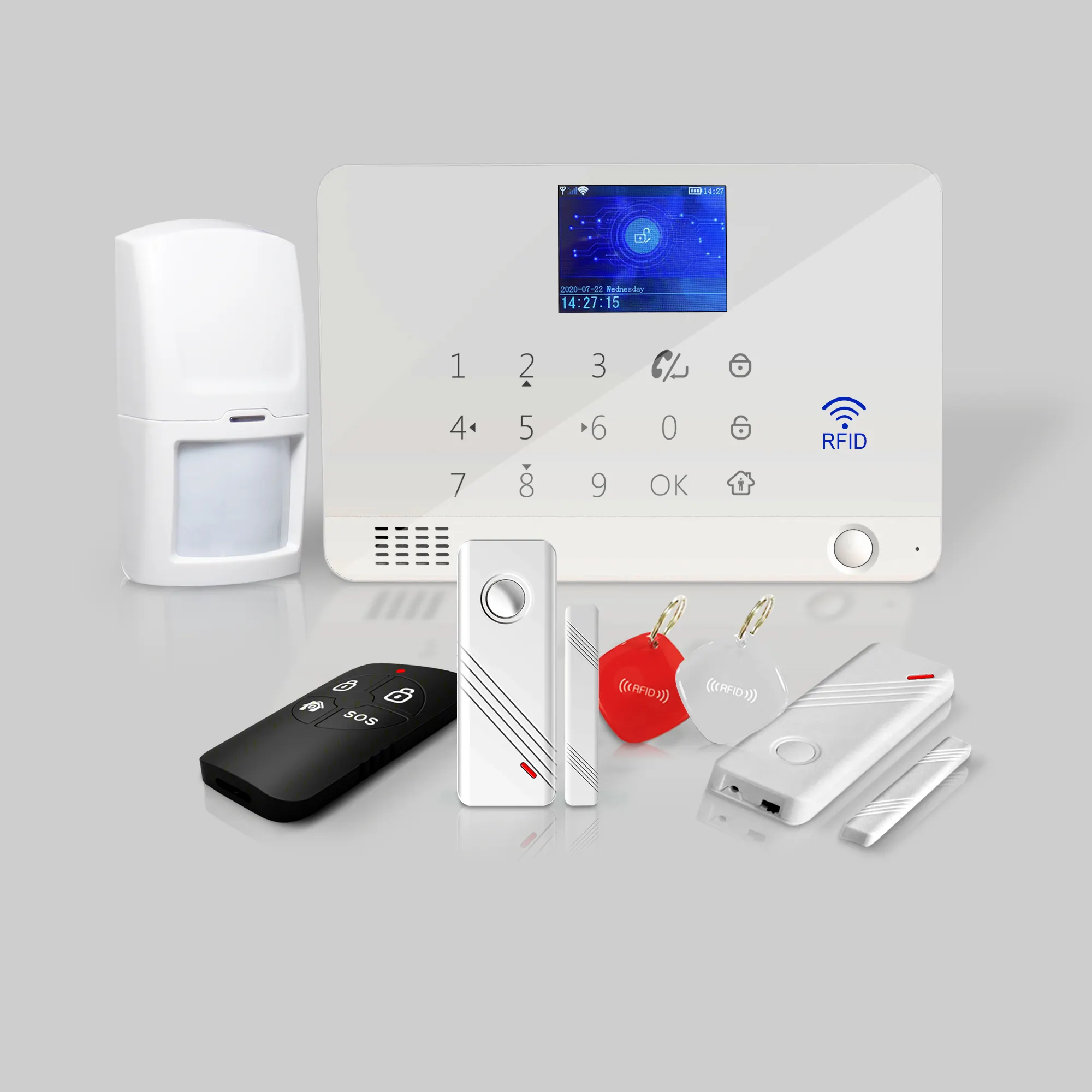 Tuya sistem alarm keamanan Wifi dan Gsm untuk rumah dan bisnis mendukung Sensor Rf433 dan Sensor berkabel
