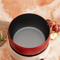 Pot à soupe multifonctionnel 26cm en fonte antiadhésive rouge créatif en forme de pomme Pot à nouilles instantanées Cuisinière à induction Double oreille