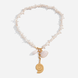 Collar de acero inoxidable con colgante de estrella para mujer, joyería de fiesta, diseño geométrico, color blanco - Product Image 1