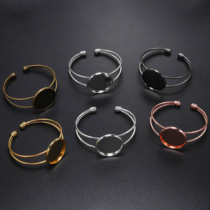 Double-Lined <b>Bracelet</b> Base Round Adjustable <b>Copper</b> Plated For <b>Bracelet</b> Making Silver Gold Antique Bronze Rhodium Gunmetal Rose - Product Image 4