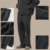 Pantalon décontracté pour homme coupe droite en coton épais délavé à l'acide, 100 % coton éponge, style cargo, avec taille élastique
