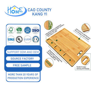 Tabla <span class=keywords><strong>de</strong></span> Cortar <span class=keywords><strong>de</strong></span> Bambú Antibacteriana, Rectangular y Duradera, con Recipientes para Salsas, Tabla para Servir Charcutería, Carne y Queso - Product Image 1