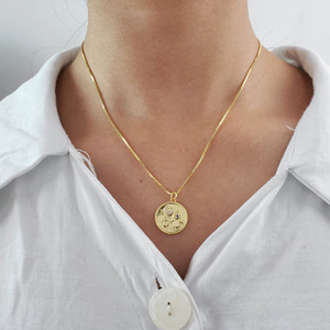 NZ1155 Chic Dainty Gold Plated zircone Diamond CZ Micro pavimentato Moon and Star Medal <span class=keywords><strong>Evil</strong></span> Eyes Daisy Disc Charm Chain collana - Product Image 3