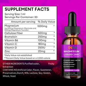 Gotas líquidas de magnesio de 1000mg más vendidas sabor a fresa con fibra de celulosa soporte vitamínico función intestinal - Product Image 2