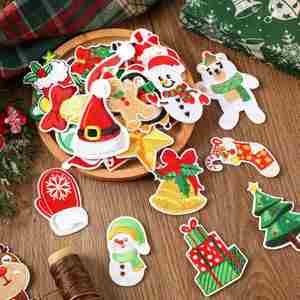 Patchs thermocollants de Noël OEM, styles assortis aléatoires, appliques à coudre, réparation, logo personnalisé, patch brodé pour vêtements et chapeaux - Product Image 3