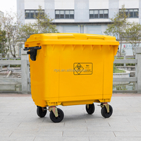 Poubelle en plastique de grande capacité de 660 litres, bac à ordures avec couvercle, robuste, pour le traitement des déchets sur les chantiers de construction