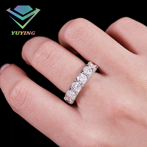 Anillo de Moissanita Redonda Brillante al por Mayor, Corte VVS, Color D, Plata de Ley 925, Chapado en Oro, Certificado GRA, Pasa el Test de Diamantes - Product Image 3