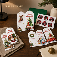 Cartes de Noël personnalisées en gros, feuilles d'autocollants découpés à la forme irrégulière, impression personnalisée pour les fêtes, OEM ODM