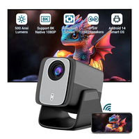 Projecteur portable X5AR 1080P Android 14 avec lumière LED et haut-parleurs intégrés pour cinéma maison et films en extérieur