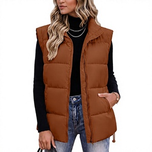 <b>Women</b> Puffer Vest Sleeveless Quilted Cotton Padded <b>Waistcoat</b> Zip Up Outerwear for Autumn Winter Wholesale Rate OEM Cheap Price - Product Image 4