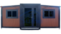 Maison conteneur extensible préfabriquée étanche de 20 pieds maison préfabriquée préfabriquée isolée maison préfabriquée pliante 2 chambres à coucher avec cuisine toilette