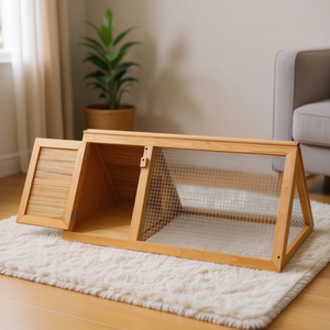 Gabbia per conigli in legno, rettangolare, con porta a cerniera, traspirante, per interni, di medie dimensioni, stile semplice - Product Image 2