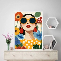 Peinture à l'huile numérique DIY sur toile, faite à la main, avec taille personnalisable - Art mural moderne et épuré, beauté florale et canapé