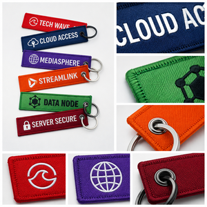 Llavero de tela tejida de fábrica certificada con logotipo personalizado impreso/bordado, tipo Jet Tag para avión y automóvil - Product Image 2