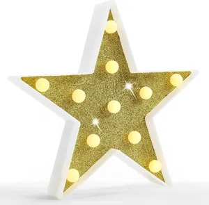 Lumières de chapiteau d'étoiles dorées scintillantes LED brillantes étoile de décoration alimentée par batterie LED veilleuse d'anniversaire
