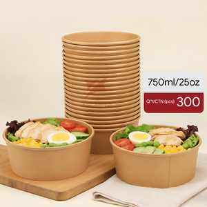 Eco-Friendly Kraft Paper Bowl Biodegradable Disposable Bowl For Soups, Salads & Noodles