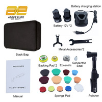 Kit de polissage de précision 12V 80W à batterie lithium, mini polisseuse DA/RO pour voiture, machine à polir AE AE-75 avec tampons de 1,5 "/2"
