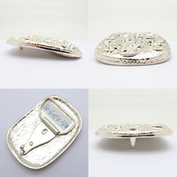 Prêt à expédier Boucle de ceinture 40MM à plaque, motif floral en relief, argent brillant, robuste, quincaillerie haut de gamme pour vêtements masculins