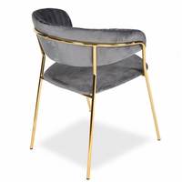 Chaise de salle à manger moderne en velours avec accoudoirs, dossier léger, pieds en métal, tissu de luxe pour salle à manger, hôtel, restaurant, usage domestique - Grande Vente